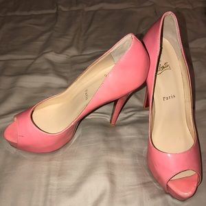 Christian Louboutin pink peep toe heels 🎀